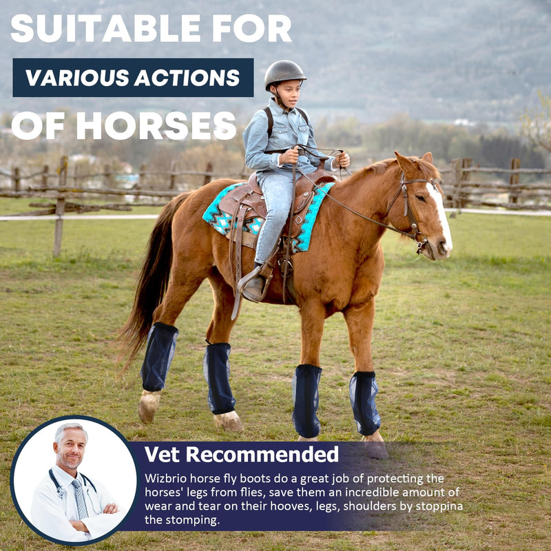 All-Purpose Fine Mesh Horse Fly Boots Breathable Anti-Fly Leggings with Sturdy Support Strips Reduce Annoying Stomping & 360°Leg Protection Durable Easy-Clean Material 4-Pack Lavender Purple Dark Blue Universal - PawsPlanet Australia