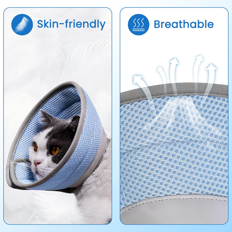 Cat Cone Collar Soft, Cat Recovery Collar Stop Licking After Surgery, Kitten Elizabethan Collar, Adjustable, Lightweight, Comfortable - Blue, S Small - PawsPlanet Australia