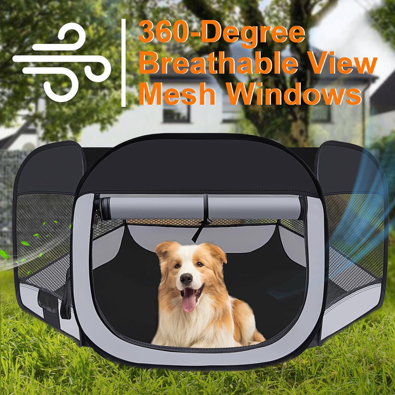 Dog Cat Playpen,Portable Pet Puppy Playpen,Rabbit Puppy Dog Play Pen for Indoors,Dogs Tent for Indoor Cats,Kitten Playpen,Collapsible Small Cats Crate Cage for Small Dogs with Carrying Case(Grey, L) Large Black - PawsPlanet Australia