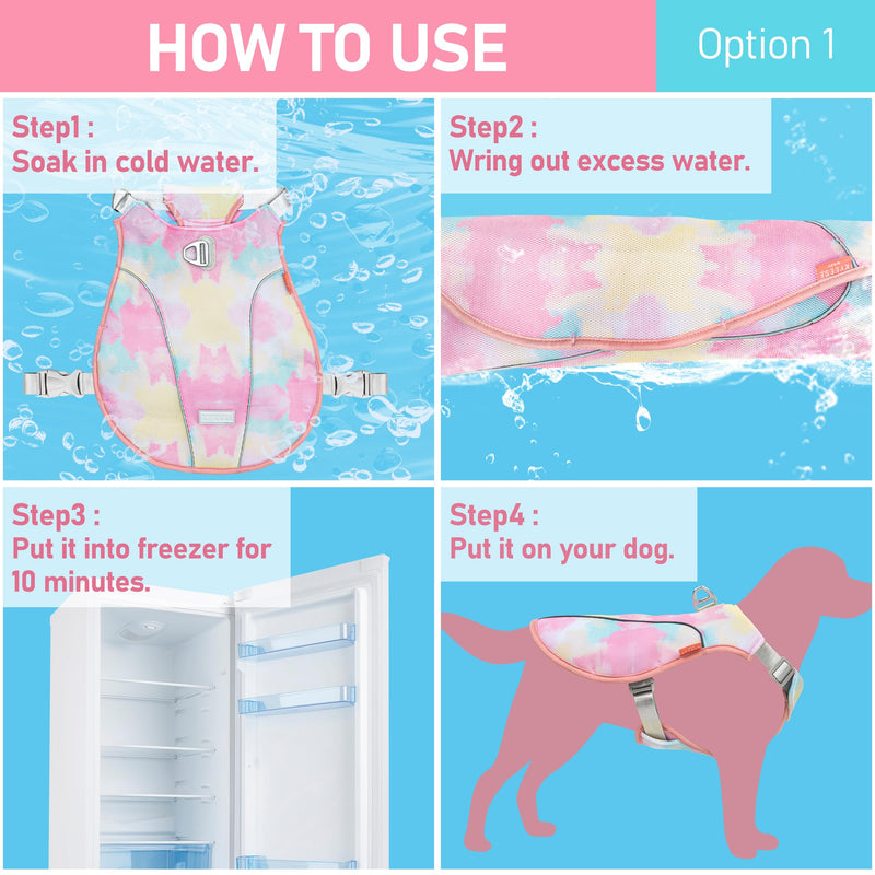 KYEESE Dog Cooling Vest Lightweight Jacket Pet Adjustable Straps Dog Cooling Shirt Cooling Vest for Dogs with D Ring UV Protection Reflective Stripe Pet T Shirt for Beach,Hiking,Walking,Pink,S Small (Pack of 1) Pink - PawsPlanet Australia