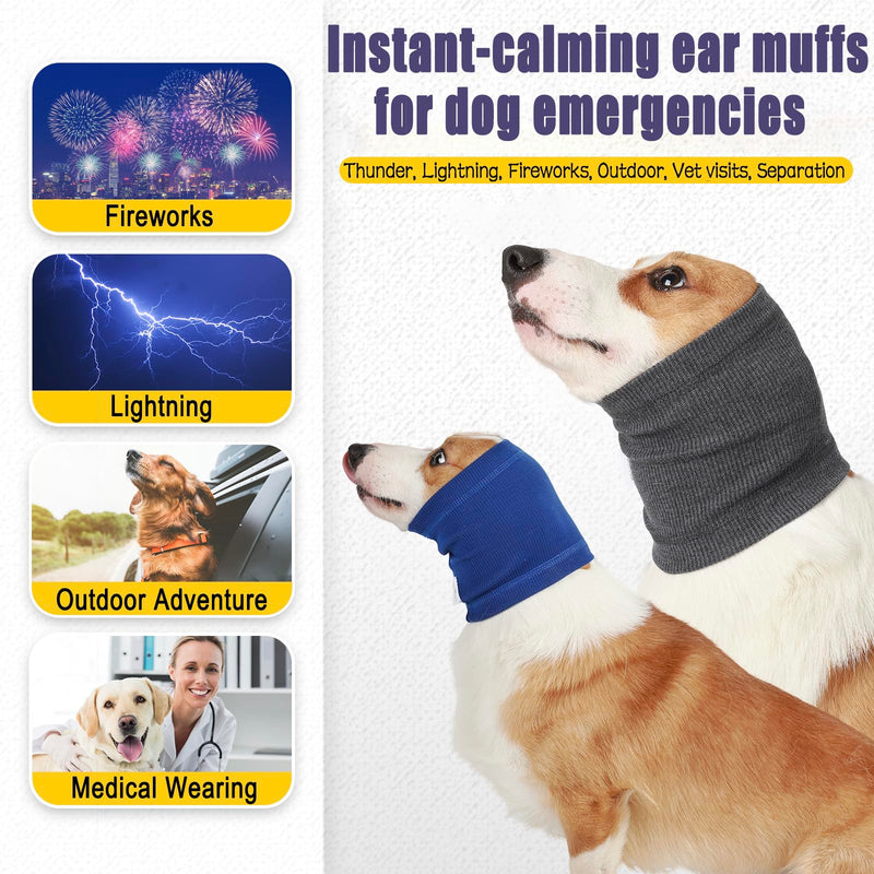 Meifsou Dog Calming Head Wrap, No Shake Quiet Ears for Dogs Anxiety Relief, Original Ear Covers Pet Calming Hoodie for Thunder, Lightning, Fireworks, Vet Visits, High Stretch Ribbed Fabric, Blue S S(Head Circle:9.8"-16.1")
