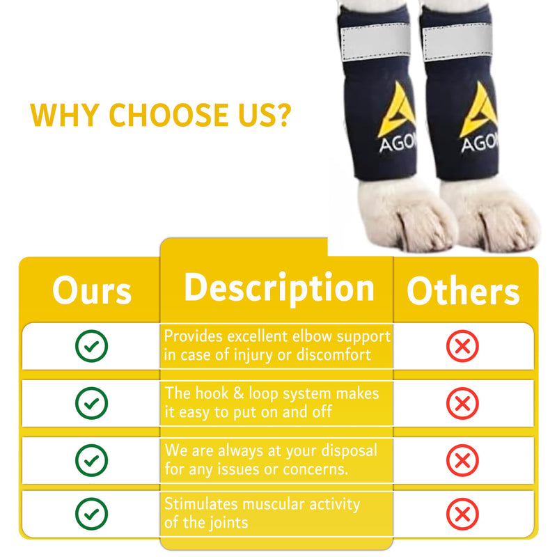 AGON Dog Front Leg Brace Pair with Metal Strings and Reflective Wraps Paw Compression Wrap for Canine Protects Wounds Brace Heals and Prevents Injuries and Sprains and Helps with Loss of K9 Stability L/XL (1 pair) - PawsPlanet Australia