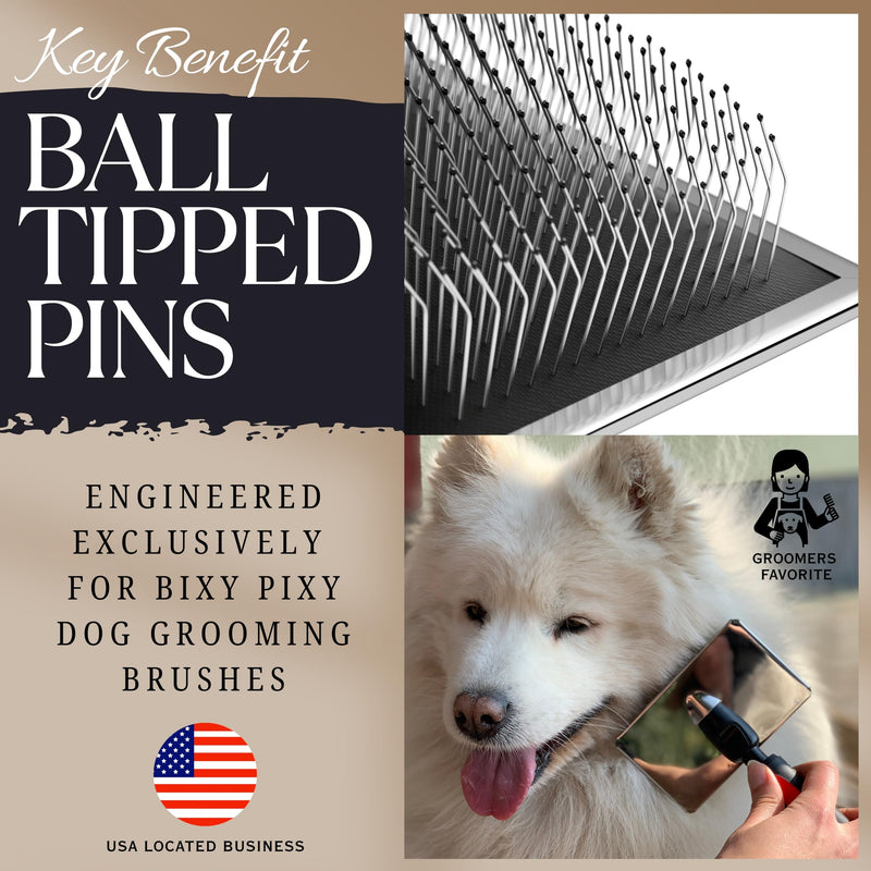 Dog Slicker Brush - Large - Protective Ball Tipped Pins Massages Pet Skin - Professional Groomer Dog Brush for Goldendoodle - Golden Retriever Brush (Large Size) 8 Inch x 4.8 - PawsPlanet Australia