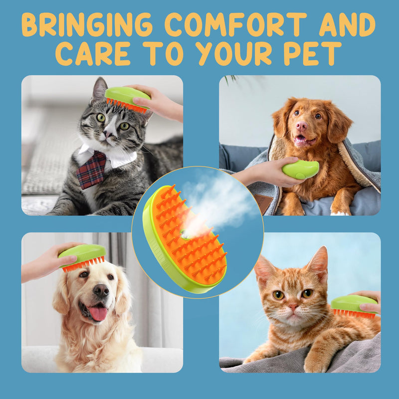 GIGART Cat Steam Brush, Pet Grooming Brush with Steam Technology, Self Cleaning Brush for Massage, Removing Tangled and Loose Hair, for Cat and Dog (Green) Green - PawsPlanet Australia