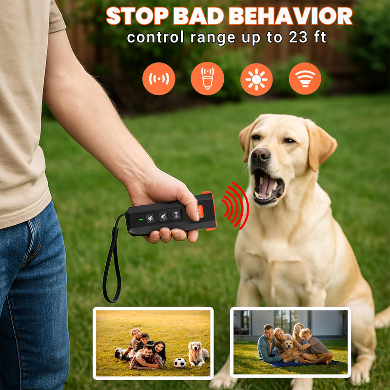 Ultrasonic Dog Trainer - Ultrasonic Bark Deterrent, 4 Modes - Black - PawsPlanet Australia
