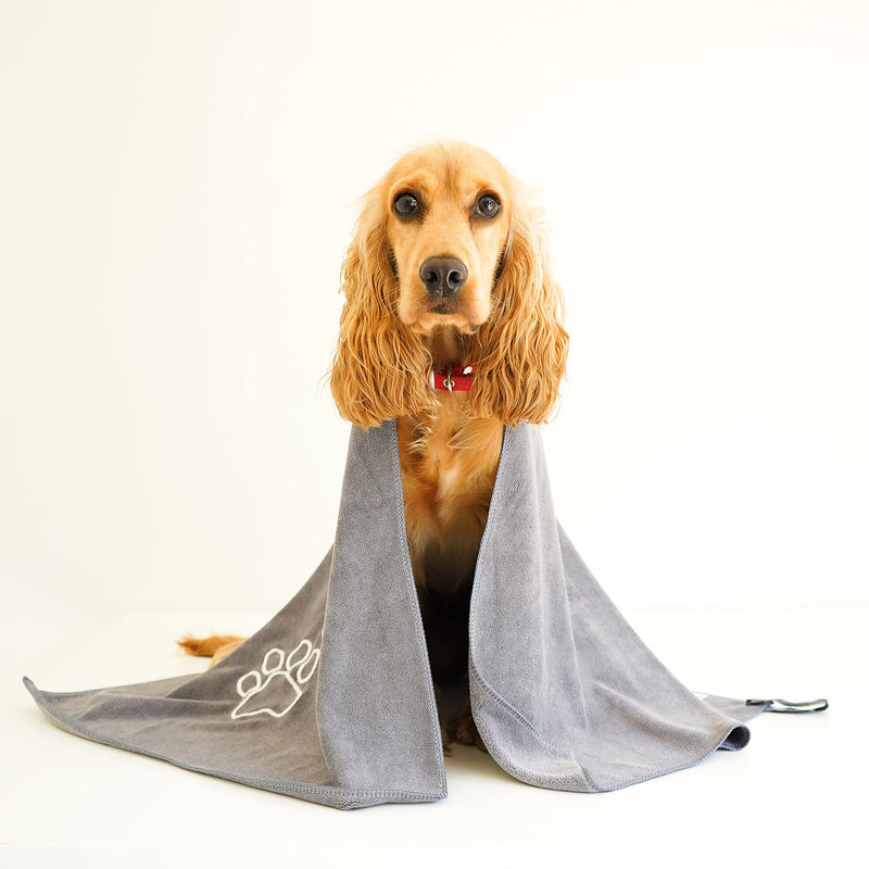 Unconditional Love | Premium Pet Towel | Ultra Absorbent and Soft Microfiber Towel for Dogs and Cats Grey - PawsPlanet Australia