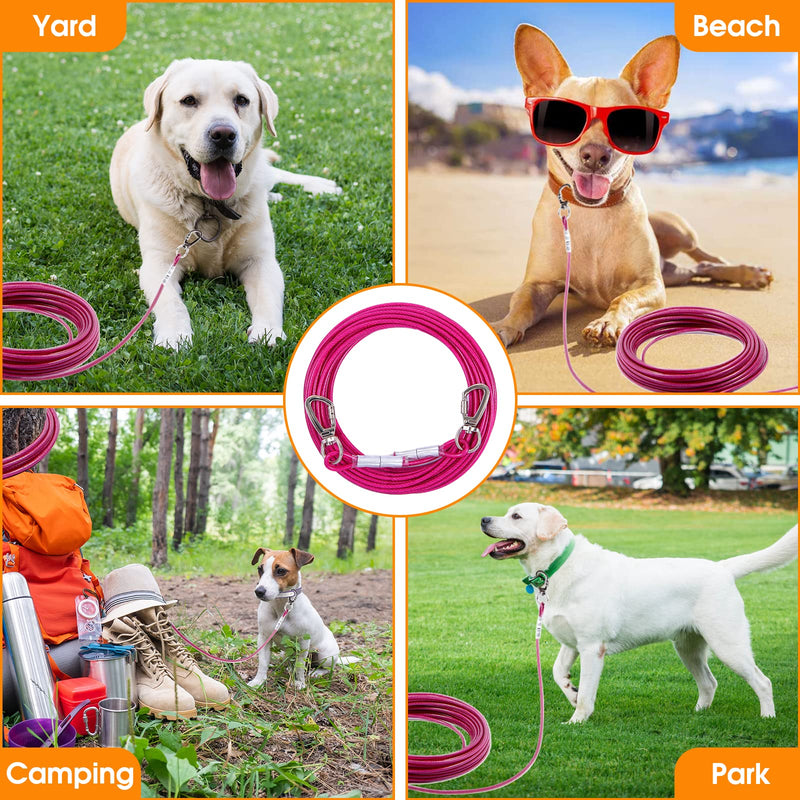 Dog Tie Out Cable for Dogs Outside Up to 125lbs,30/50FT Long Dog Leashes&Chains,Small-Large Dogs Runner Cable for Yard ,Heavy Duty Dog Lead Line for Outdoor,Camping,Park 125lbs 50FT Rose Red - PawsPlanet Australia
