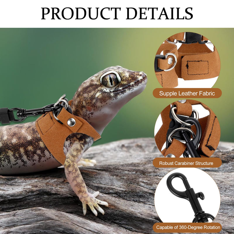 3 Pack Bearded Dragon Harness and Leash Set, Adjustable Lizard Leash Soft Small Animal Traction Rope, Vest Accessories for Squirrel Rat, Gecko, Bearded Dragon Harness - PawsPlanet Australia