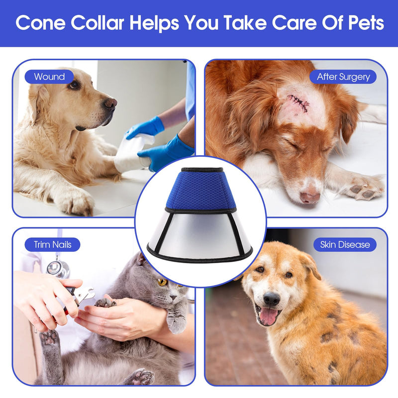 ASENKU Adjustable Dog Cone Collar, Comfortable Cone for Dogs After Surgery, Soft Dog Cone, Protective Pet Recovery Collar for Large Medium Small Dogs, Elizabethan Collar Dog Blue XL