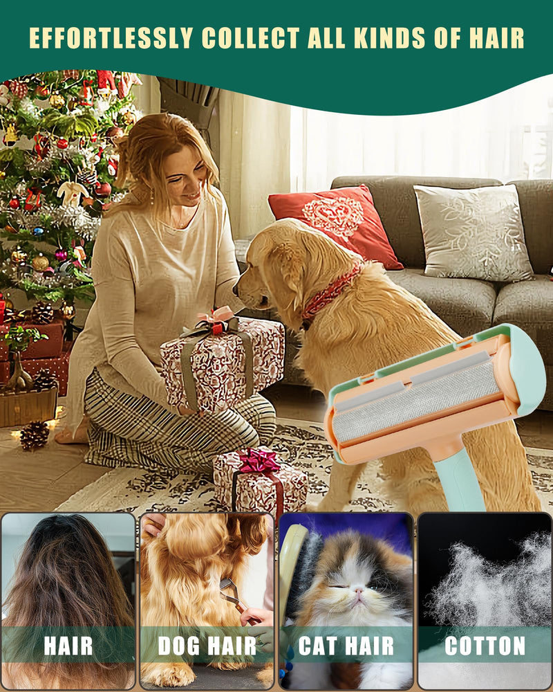 Pet Hair Remover Roller - Reusable Lint Roller for Pet Hair - Portable Cat and Dog Hair Remover - Pet Hair Removal Tool for Furniture, Couch, Carpet, Laundry, Clothes, and Car Seat- Green Green and Orange - PawsPlanet Australia