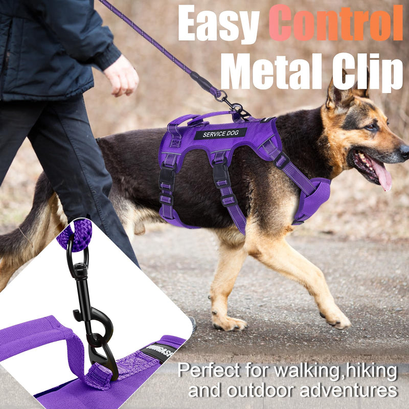 Escape Proof Dog Harness for Large Medium Sized Dogs Six Point Adjustable, Service Dog Vest Harness and Leash Set, No Pull Dogs Harnesses with Handle, XL Dog Harnesses for Walking(Purple, XL) X-Large Purple - PawsPlanet Australia