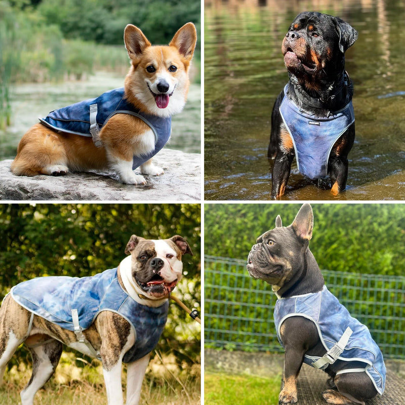 Spark Paws Dog Cooling Vest - SPF 50 UV Sun Protection - Summer Heat Relief Gear for Dogs, Lightweight, Evaporative Cooling - Dog Anxiety Relief Vest During Hot Days - Ice Blue, Medium 03 Ice Blue M: 10-15lbs