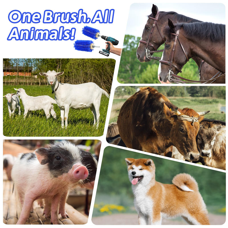 2 Pcs Mini Roto Brush for Livestock, Drill Brush Attachment for Stimulating Livestock Hair, Scratching Shedding Tool for Cattle Horse Sheep Goat Grooming - PawsPlanet Australia