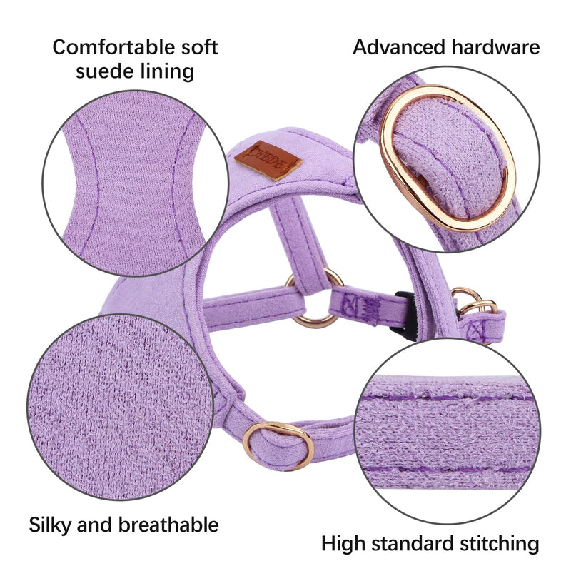 CHEDE No Pull Puppy Harness and Multifunction Dog Leash Set- 8 Colors Soft Adjustable No Choke Escape Proof Cute,Lightweight Pet Vest Harness for Small and Medium Dog (S, Purple) S - PawsPlanet Australia
