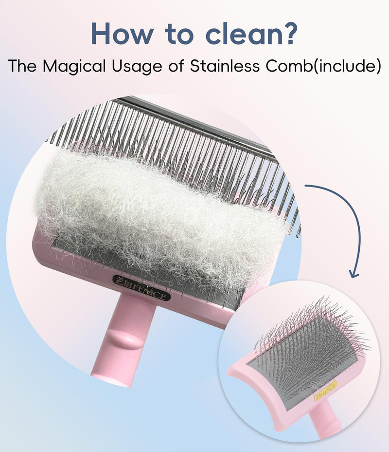 Fenice Peak Premium Dog Slicker Brush for Thick Fur, Ultra-Long 0.98" Pins, 135° Memory Soft Pins, Comfortable Non-Slip Handle, Ideal for Goldendoodle, Poodle & Labradoodle, Pink - PawsPlanet Australia