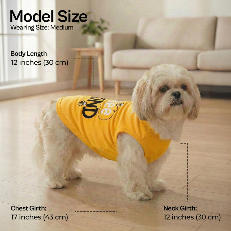Parisian Pet Dog Shirt – 100% Cotton Shirts for Medium Dogs – Sleeveless Puppy Vest – Lightweight and Breathable Pet Apparel – Soft Pullover Summer Dog Clothes - Stretchy T Shirts for Dogs Bee Kind - PawsPlanet Australia