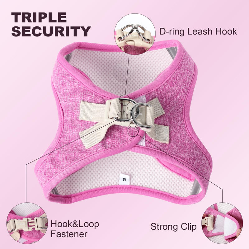 DOGWONG Dog Harness - Cotton Hemp Mesh Step in Vest Harness Pink GOG Harness for Small and Medium Dogs M - PawsPlanet Australia