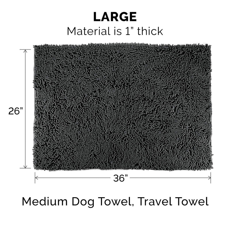 Furhaven 36" x 26" Highly Absorbent Dog Door Mat for Muddy Paws, 100% Washable, Perfect for Entryway, Kitchen, & Bathroom Use - Chenille Shammy Rug - Charcoal (Gray), Large - PawsPlanet Australia