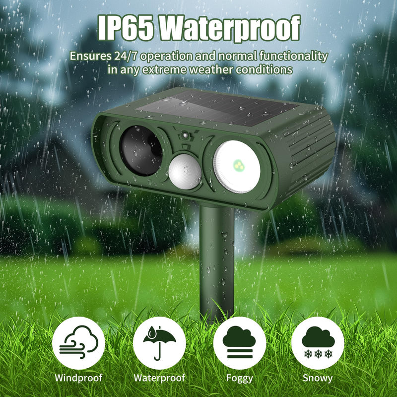 Solar Ultrasonic Animal Repellent, Deer Repellent Devices Waterproof, Cat Repellent Outdoor with Motion Detection Squirrel Skunk Rabbit Dog Raccoon Deterrents Animal Repeller for Yard, 1 Pack, Green - PawsPlanet Australia