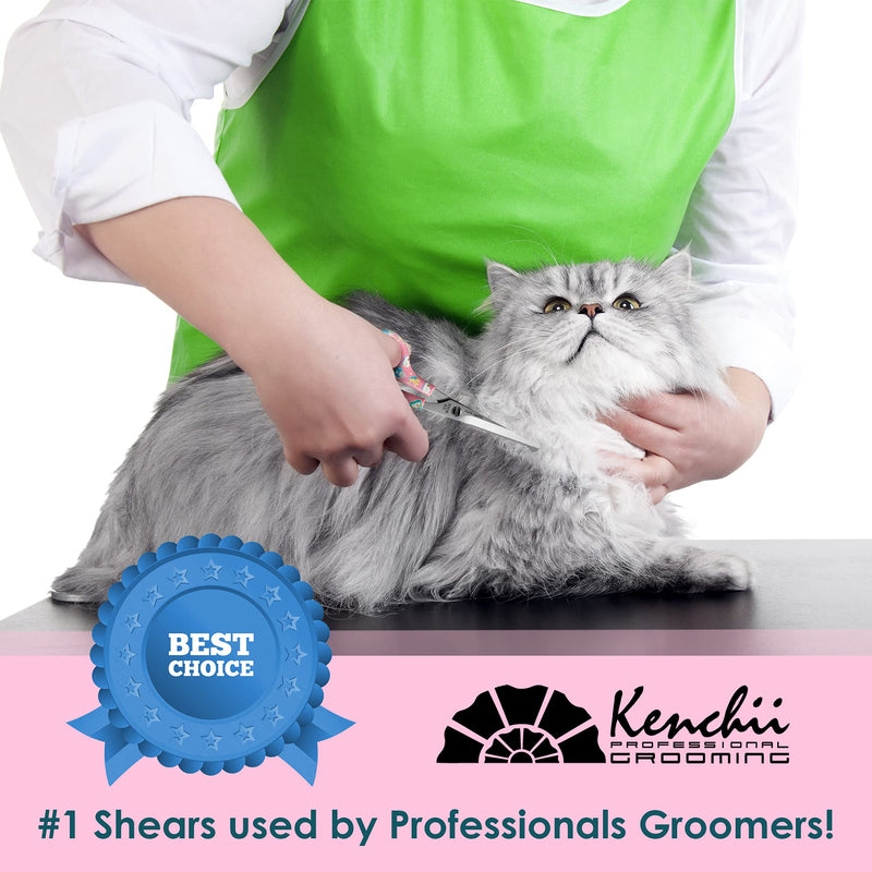 Kenchii Happy Kitty Ball Tip Shears Trimming Scissors for Cats | Pet Grooming Kitten Essentials | Stainless Steel Grooming Scissors for Cats | Safety Blunt Tip Scissors and Cat Grooming Tools | 6.5 In 6.5 Inch Pink - PawsPlanet Australia