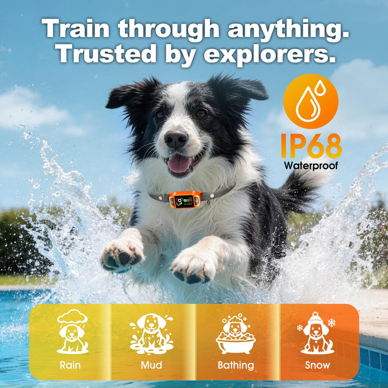 Bark Collar AI Dual-Detection, Instant Quiet Anti Bark Device 4 Training Modes, 30-Day Battery, One-Click Peace, 9-Level Sensitivity Automatic Dog Bark Collar for Large Medium Small Dogs,Orange Orange - PawsPlanet Australia