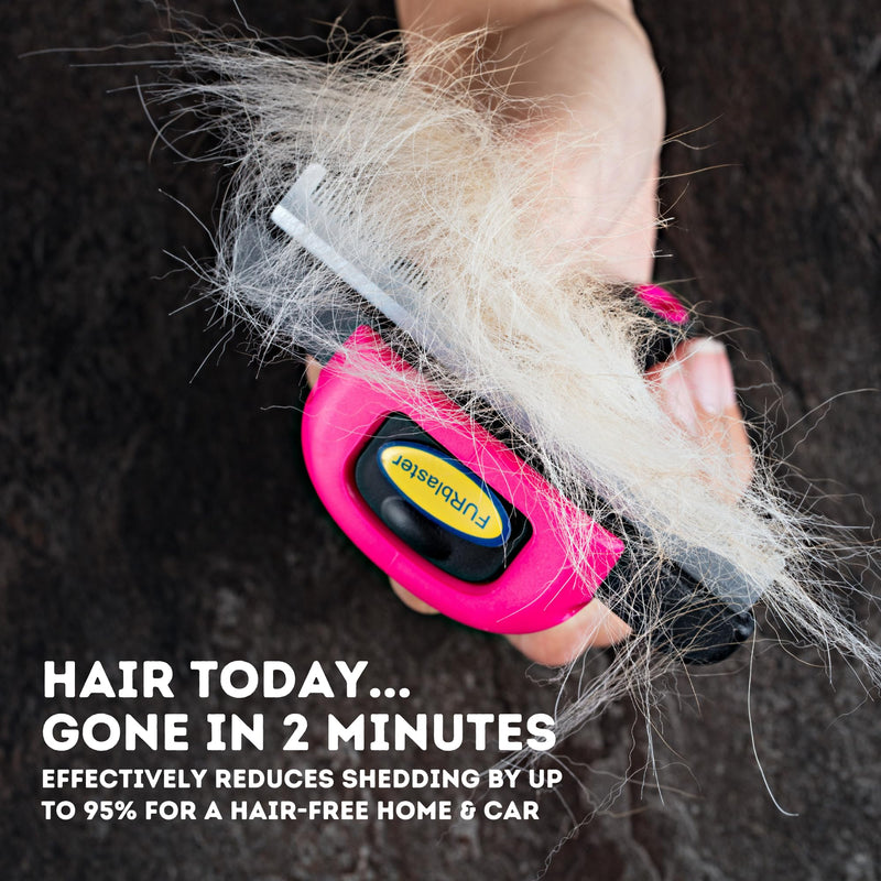 DakPets Stainless Steel Pet Deshedding Tool - Grooming Brush for Cats and Dogs, Removes Trapped Hair, Reduces Shedding by Up to 95%, All Hair Types, Includes Protective Blade Cover, Pink, 4 inches - PawsPlanet Australia