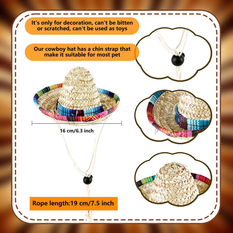 8 Pcs Pet Sombrero Hats Mini Sombrero Cap Cinco de Mayo Fiesta Hat Small Mexican Straw Hat for Puppy Dogs Cats Fiesta Party Decorations - PawsPlanet Australia