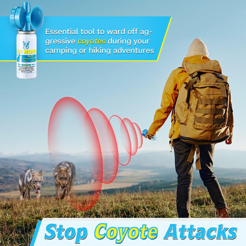 Air Horn, 1.4 oz 120 dB Loud Air Horns for Safety, for Coyotes and Aggressive Dog, Stops Attacking Fighting Barking Chasing, Effective Training Tool & Outdoor Safety Alarm, Blue(4 Pack) 4