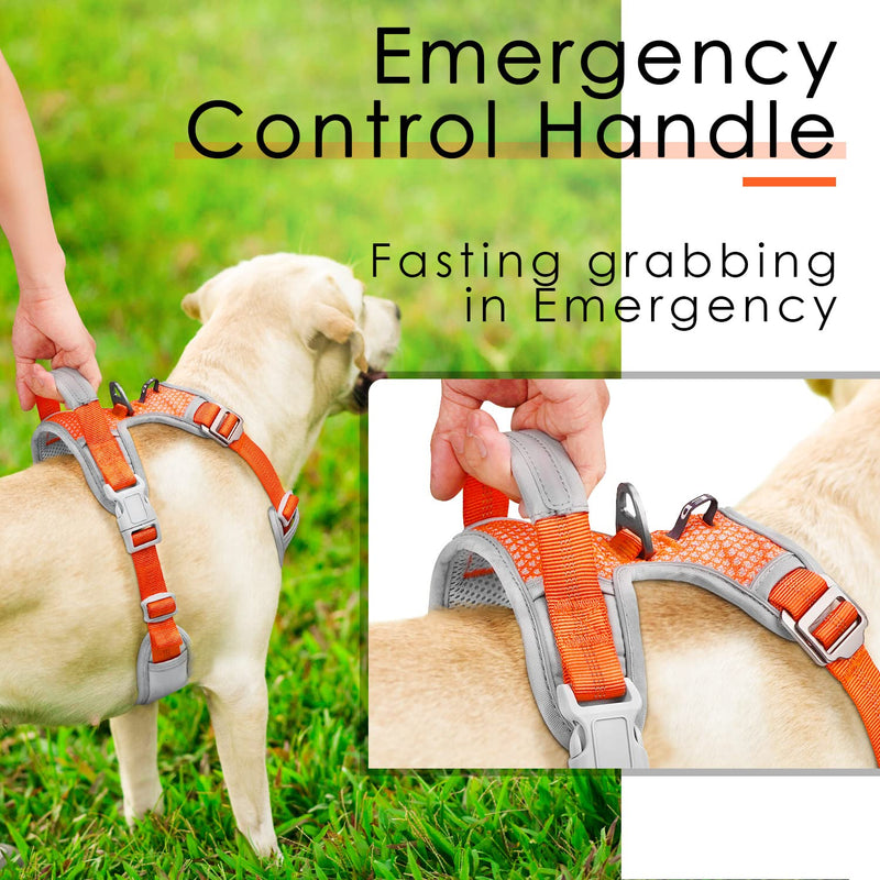 ThinkPet No Pull Harness Breathable Sport Vest with Handle-Dog Harnesses Reflective Adjustable for Medium Large Dogs Bright Orange S(Chest:14"-22") - PawsPlanet Australia