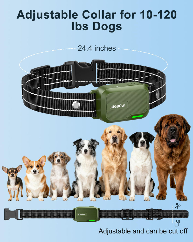 Jugbow Dog Shock Collar - 4500FT Dog Training Collar with Remote, IPX8 Waterproof Electric Dog Collar with 4 Training Modes, Security Lock, Rechargeable eCollar for 10-120lbs Small Medium Large Dogs Green 1 Pack - PawsPlanet Australia