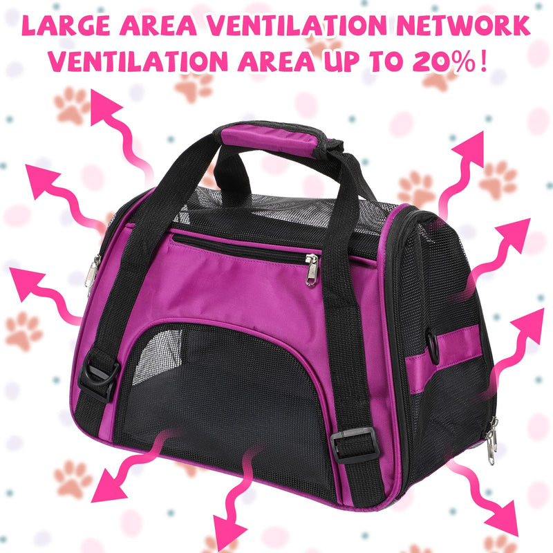 2 Pcs Pet Carrier, Soft Sided Pet Travel Carrier for Cats, Airline Approved Kitty Portable Dog Bags for Traveling Little Dogs, Rabbits, Puppy, Cat(S,Pink, Purple) Small Pink, Purple - PawsPlanet Australia