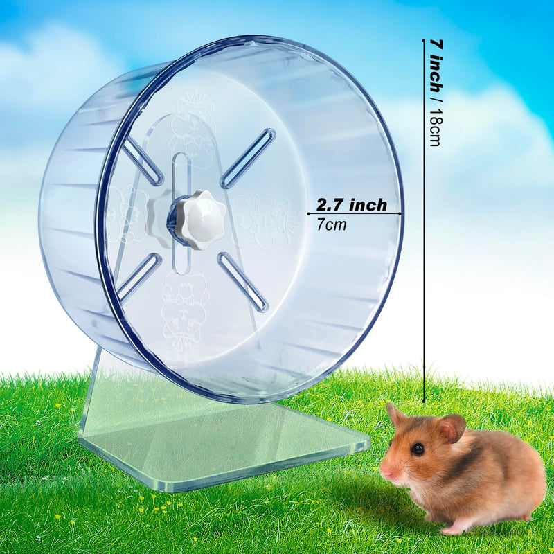 Silent Hamster Wheel, Super-Silent Hamster Exercise Wheels Accessories, Quiet Running Wheels, Adjustable Stand for Hamsters Mice Or Other Small Animals (Ф 7 inch,Transparent) Ф 7 inch Transparent - PawsPlanet Australia