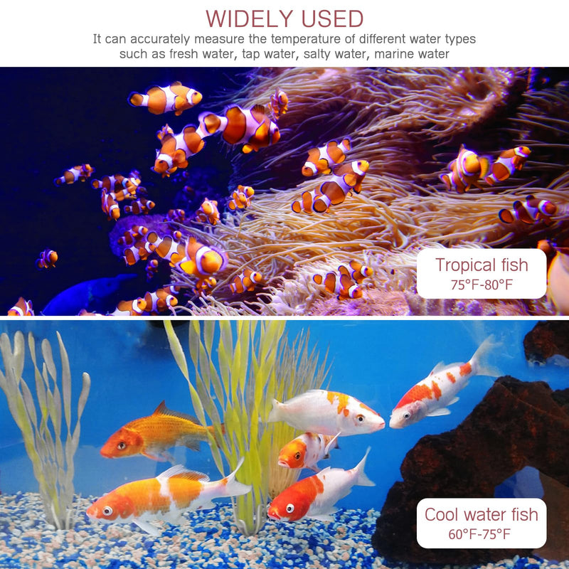 Digital Aquarium Thermometer, Stick-on Fish Tank Thermometer, Wireless Tank Temperature Sensor with LED Touch Screen, Battery, ℉, for Fresh Water, Tap Water, Marine Water 1 PCS White - PawsPlanet Australia