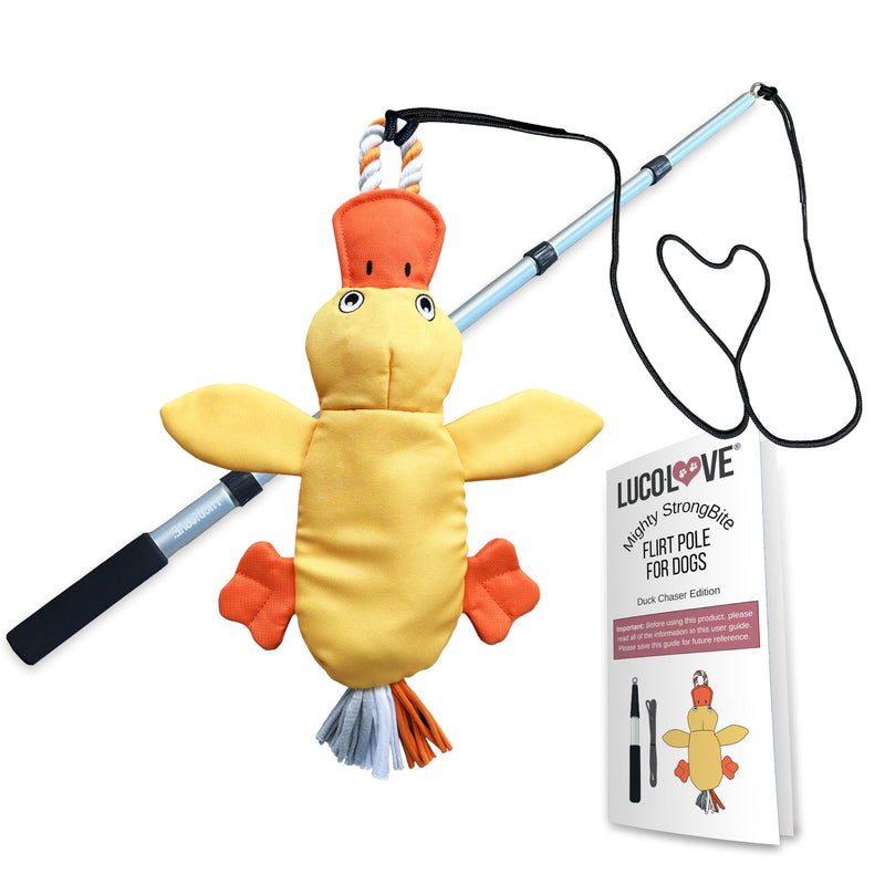 Flirt Pole for Dogs Heavy Duty - Multi-Sensory Tough Chase Toy for Medium & Large Breeds – Extra Strong 39" Dog Teaser Wand for Backyard Play, Training and Interactive Fun (Duck) Duck