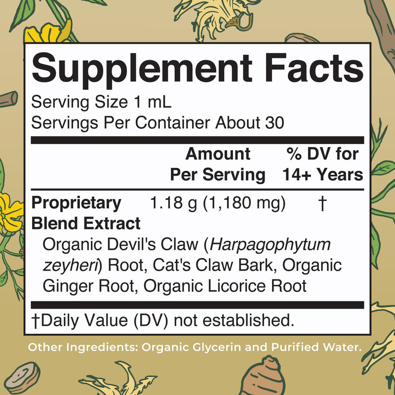 MaryRuth Organics Joint Health Liquid Extract | Four Herbal Blend Liquid Drops | Ginger Root | Licorice Root | Cats Claw | Devils Claw | Vegan | Non GMO | Alcohol Free Tincture | 30 Servings - PawsPlanet Australia