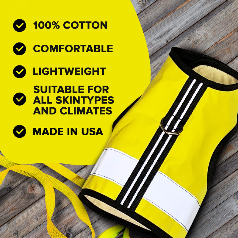 Kitty Holster Reflective Cat Harness – High-Visibility Cat Harness for Travel, Day and Night Walking - Soft Cotton Cat Accessories, Breathable, Secure & Washable, Made in USA - Sunshine Yellow, S to M Small/Medium - PawsPlanet Australia