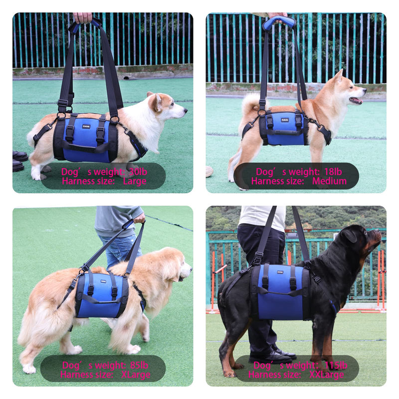 Dog Carry Sling, Emergency Backpack Pet Legs Support & Rehabilitation Dog Lift Harness for Large Dogs, Dog Carrier for Senior Dogs Joint Injuries, Arthritis, Up and Down Stairs (Blue, XL) Blue - PawsPlanet Australia