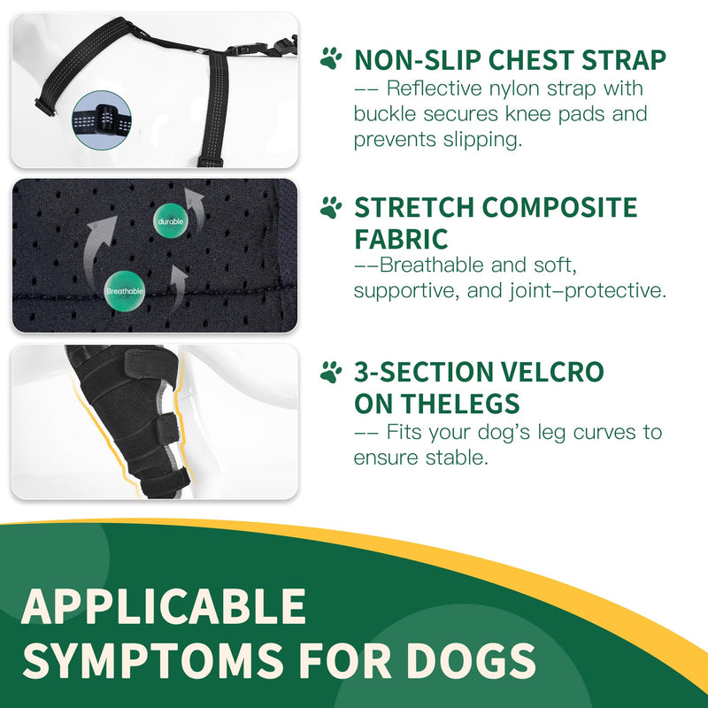 Aeegee Dog Rear Leg Knee Support, Hot/Cold Therapy Care, Effectively Relieves Pain from Arthritis, Hip Dysplasia, and ACL Injuries (Left, L) Large Left Leg