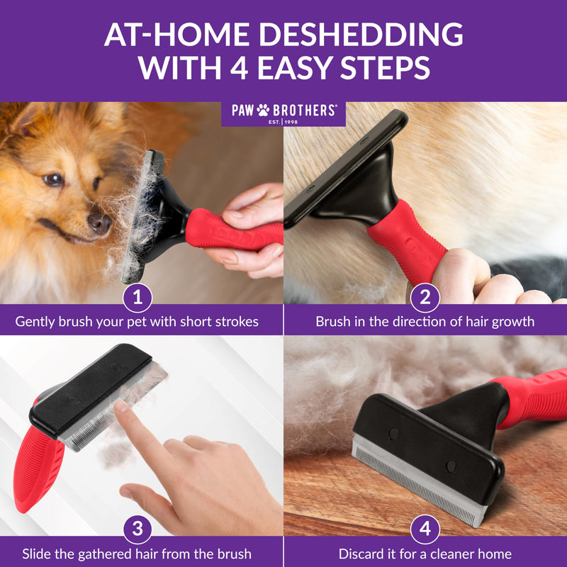 Paw Brothers Deshedding Tool, Deshedding Brush for Dogs and Cats, Professional Dog Grooming Brush for Shedding, Pet Hair Remover, Fur Removal Brush for Medium and Long Pet Hair, Large - PawsPlanet Australia
