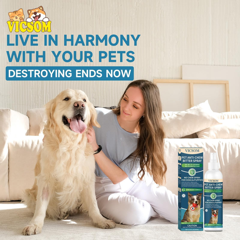 No Chew Spray for Dogs, Bitter Apple Spray for Dogs Stop Chewing Furniture, Shoes, Prevent Licking Bandages, No Alcohol & Trace, Safe Dog Training & Behavior Aids Spray, 6.76 FL Oz, Indoor & Outdoor - PawsPlanet Australia