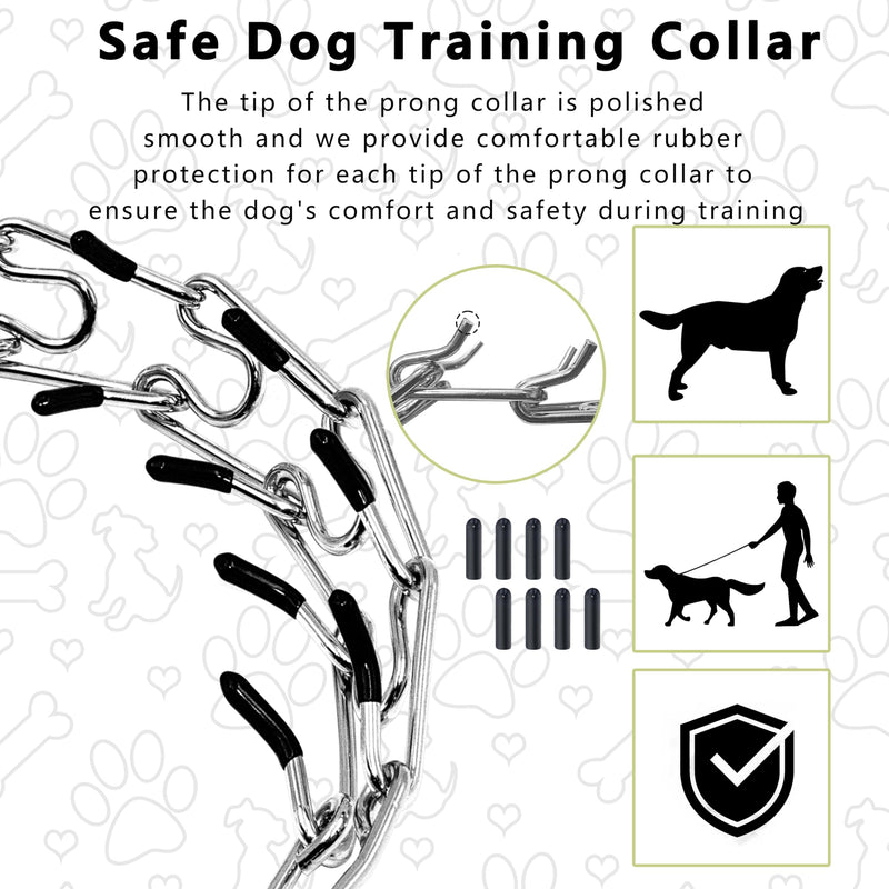 Adjustable Dog Collar, Pinch Collar for Dogs,Dog Training Collar for Small Medium Large Dogs,Metal Prong Collar with Comfort Rubber Tips (Large, 3.5mm, 21.6-Inch) Large ( 3.5mm, 21.6-Inch) - PawsPlanet Australia