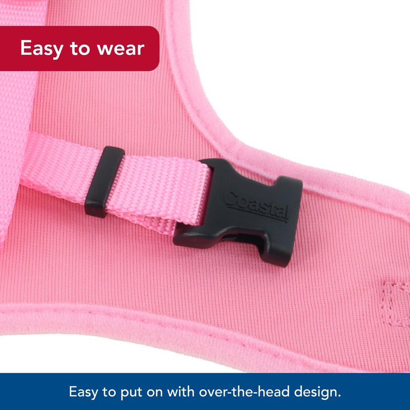 Coastal - Comfort Soft - Adjustable Dog Harness, Pink Bright, 3/8" x 14"-16" 3/8" x 14"-16" (Pack of 1) - PawsPlanet Australia