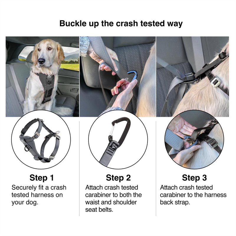 Kurgo Enhanced Strength Tru-Fit Dog Car Harness - Pet Travel Safety Harness - Crash Test Certified Fit - Five Point Adjustment - Secure Buckle - Padded Chest - Charcoal - Large - PawsPlanet Australia