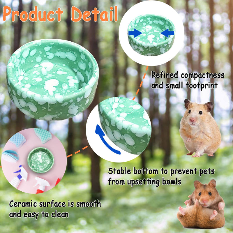 kathson 2 Pcs Hamster Food Bowl Guinea Pig Ceramic Water Bowl Small Animal Feeding Dish for Dwarf Hamster Gerbil Syrian Ferret Hedgehog Chinchilla Bunny (Green)… Green - PawsPlanet Australia