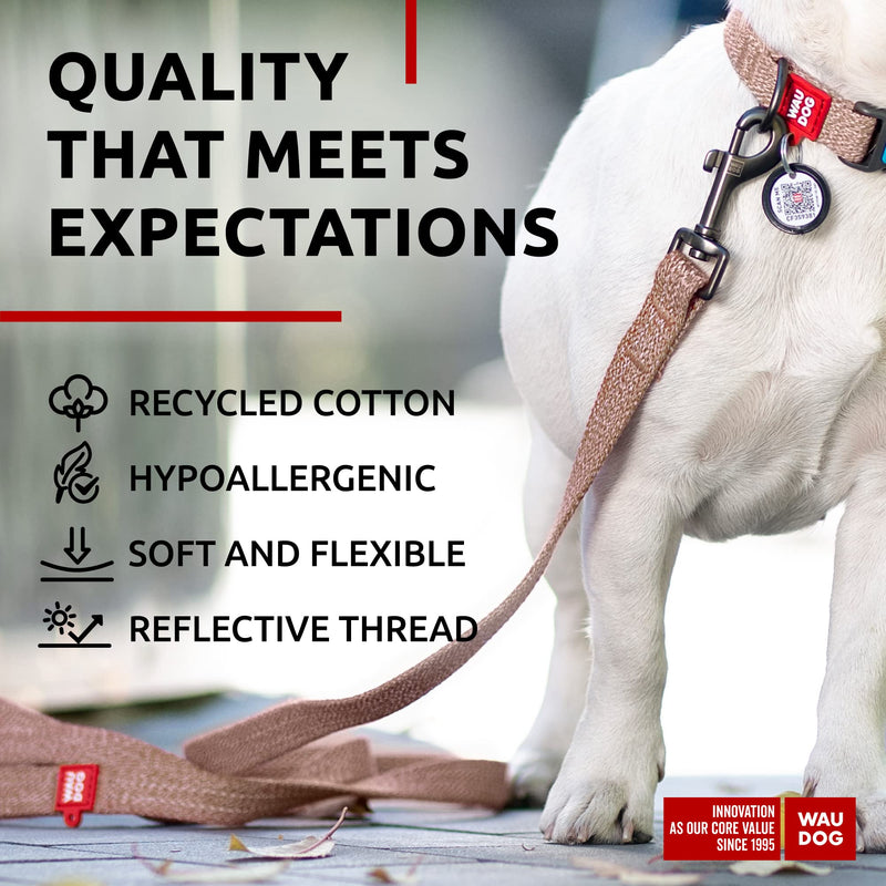 Recycled Cotton Dog Leash Eco-Friendly Alternative to Nylon for Small Medium and Large Dogs - Reflective Strong Dog Leashes for Large Breeds - Puppy Leash Brown 3/5" - 6 Ft - PawsPlanet Australia