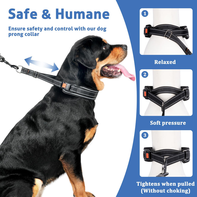Mayerzon Martingale No Pull Dog Collar for Medium Large Dogs, Patented Hidden Adjustable Reflective Anti Pull Training Walking Collar with Buckle for Pitbull, German Shepherd, Rottweiler (M, Black) Medium: 11''-15'' - PawsPlanet Australia