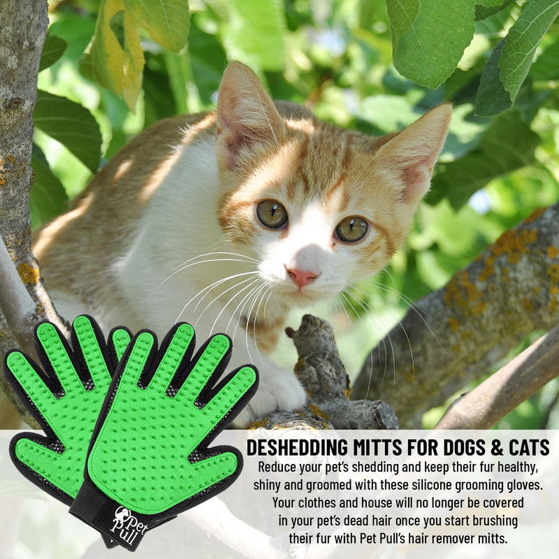 Pet Grooming Gloves with 259 Silicone Tips - Pet Hair Removal Tool Gentle Shedding Dog Washing Gloves - Deshedding Brush Hair Remover Mitts for Dogs & Cats for Long and Short Hair (Green) GREEN - PawsPlanet Australia