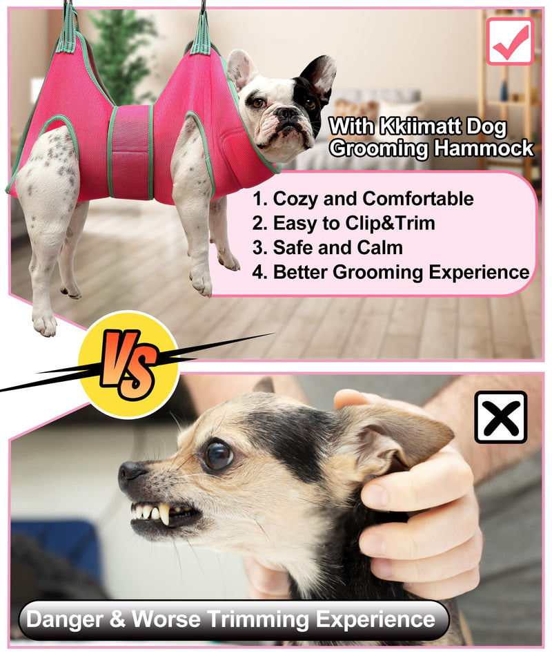 Dog Grooming Hammock,XS Pink Hanging Harness Holder for Nail Clipping/Trimming,Grooming Sling Hanger with Thick Fabric Neck Support,Strap Restraint for Claw Care X-Small 8-14 LB/Pink - PawsPlanet Australia