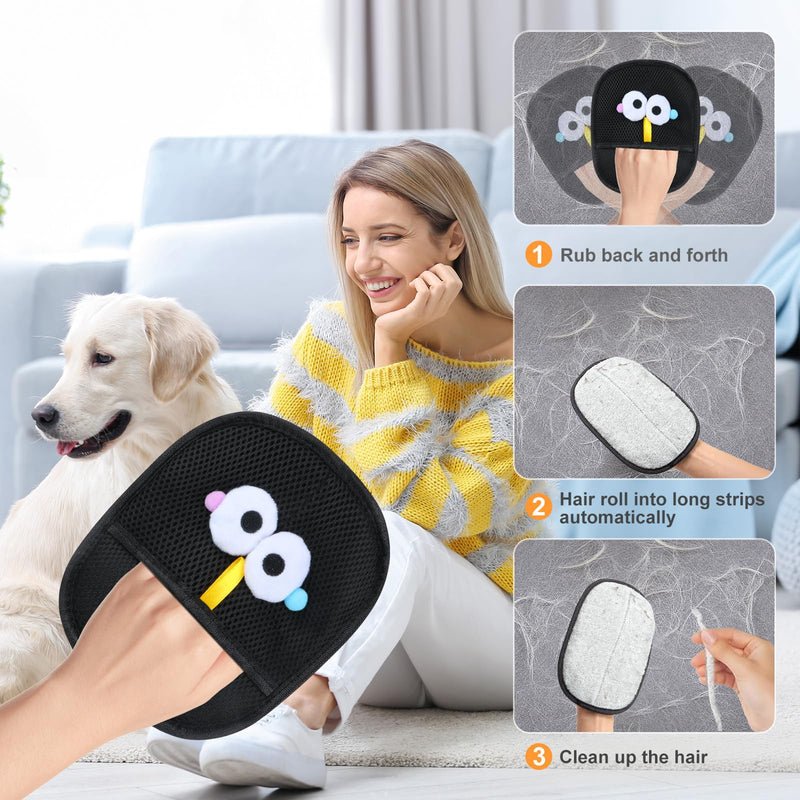 Pet Hair Removal Glove for Cats & Dogs 1PC and Cat & Dog Grooming Gloves for Shedding Brushes 1 Pair, Pet Hair Remover Tool for Clothing, Couch, Carpet, Car Seat, Deshedding Brush & Massage Black Grey Gloves - PawsPlanet Australia