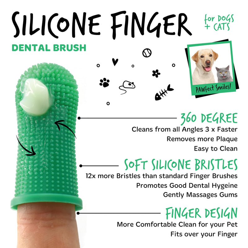 Bugalugs Dog Finger Toothbrush with 360 Degree Bristles- Teeth Cleaning Products Toothbrush & Cat Toothbrush Plaque Remover for Dogs use with Dog Toothpaste & Cat Toothpaste